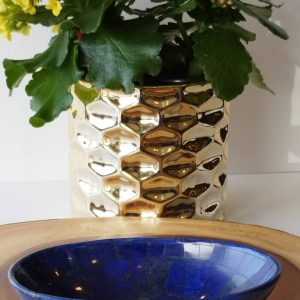 16 Cm Hand Crafted Lapis Lazuli Bowl Ovel Shape Stunning Royal Blue Color Handmade bowl from Badakhshsan Afghanistan