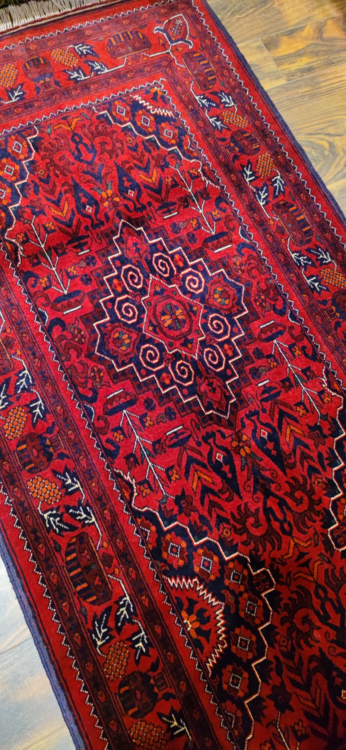 Beautiful Handmade Super Fine Quality Afghan Turkman Beljik Runner Rug, Hallway runner Geometric Design Made with Merino Sheep Wool