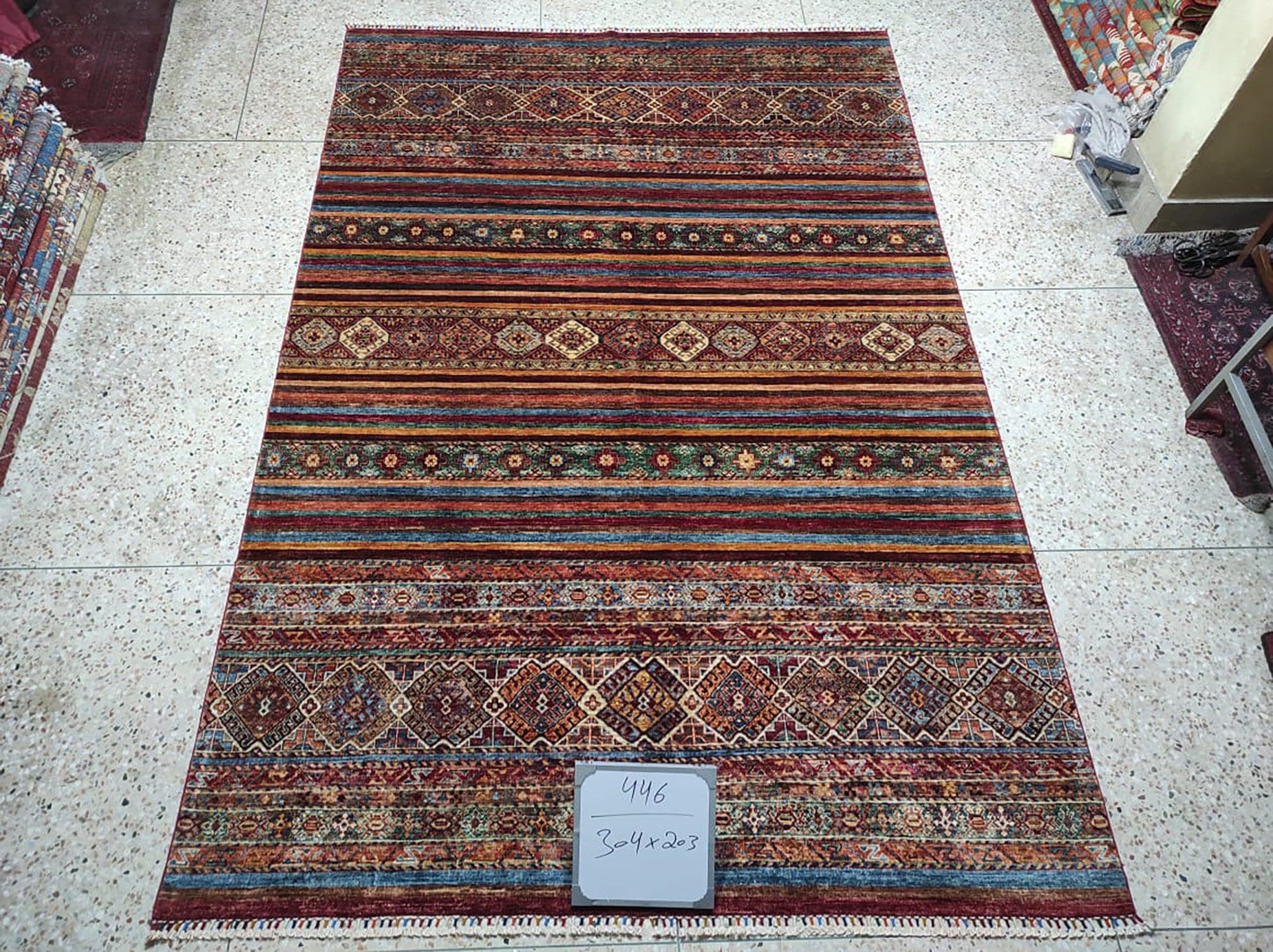 7x10 Feet Handmade Afghan Rug, Persian Designed with 100% Ghazni Wool