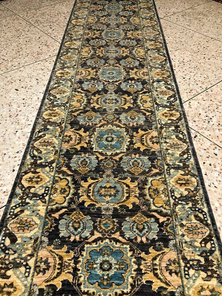 Runner zeigler handmade afghan rug, runner rug, afghan rug, high quality turkmen rug, chobi rug, oriental rug, turkish rug, blue runner rug