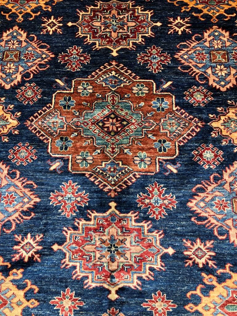 7x10 ft KAZAK Afghan quilted, southwestern rug, turkish rug, area rugs, medallion era rug, afghan rugs, fringe rug, midcentury rug, bokhara