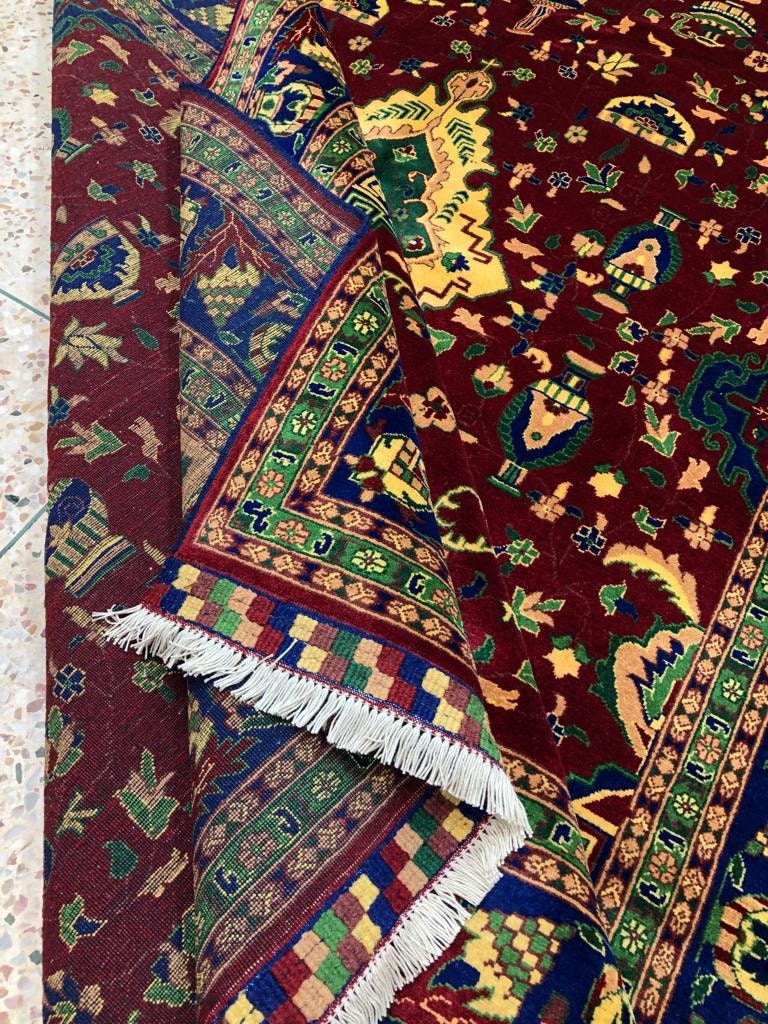 7x10 Feet Red Area Kazak Afghan Handmade Rug, Turkish Designed Carpet