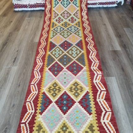 Runner Afghan woolen kilim, Kilimrug, Geometric rug, bedroom rug, Hallway runner, Rug Runner, Colorful runner Kilim, Persian kilim Runner