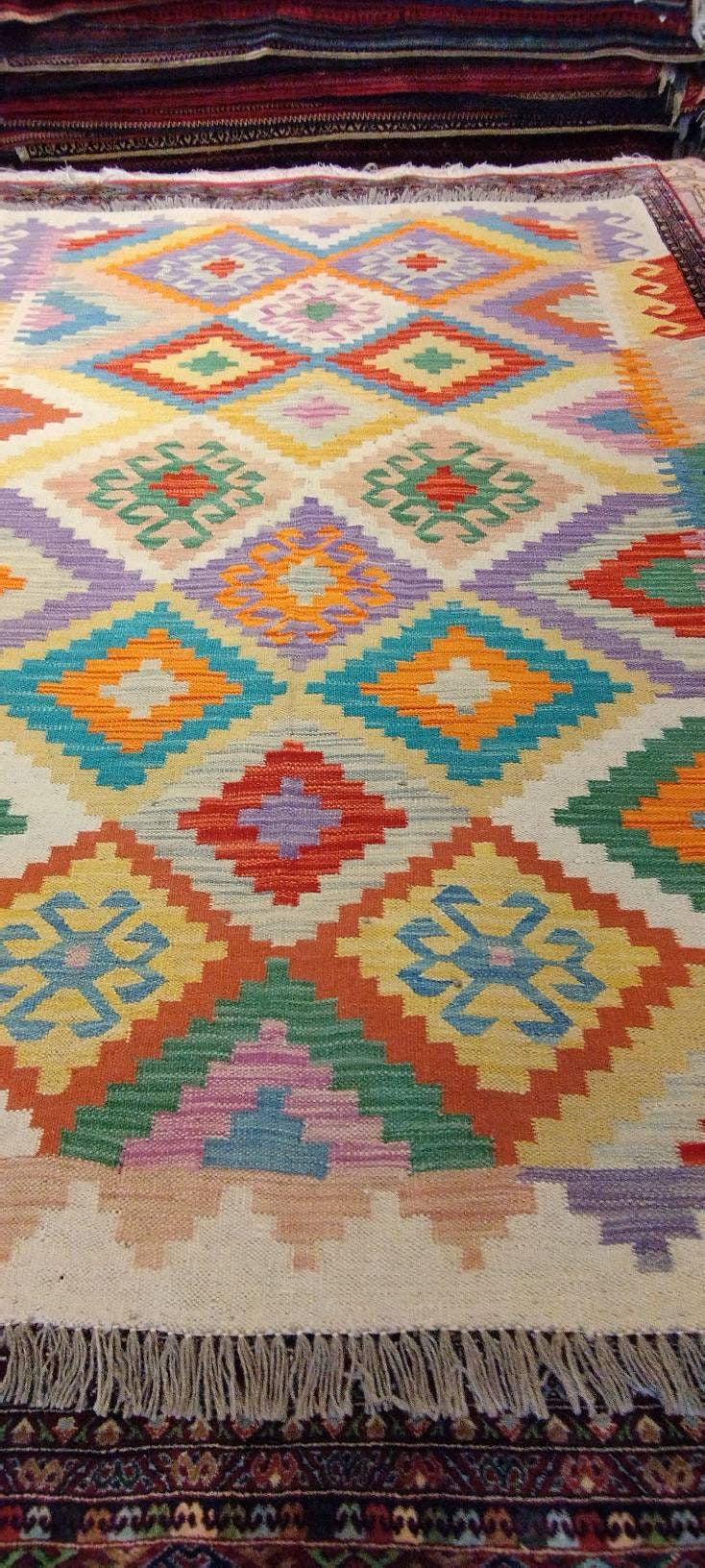 Colorful kilimrug, Afghan handmade kilim 100% Wool, Flat weave rug, Geometric kilim rug, kitchen rug, bedroom rug, living room rug, décor