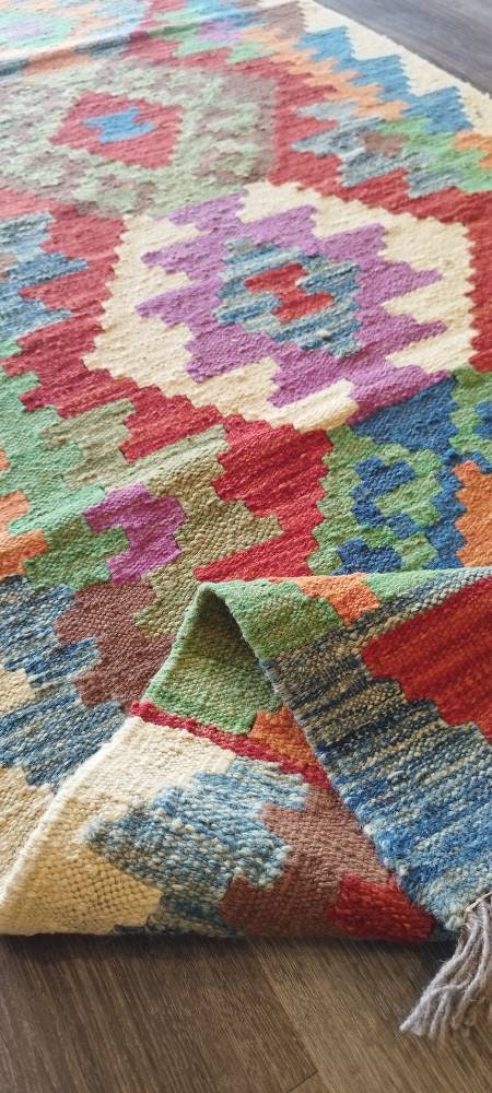 Runner Afghan woolen kilim, Kilimrug, Geometric rug, bedroom rug, Hallway runner, Rug Runner, Colorful runner Kilim, Persian kilim Runner