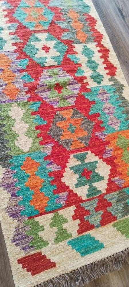 Runner Afghan woolen kilim, Kilimrug, Geometric rug, bedroom rug, Hallway runner, Rug Runner, Colorful runner Kilim, Persian kilim Runner