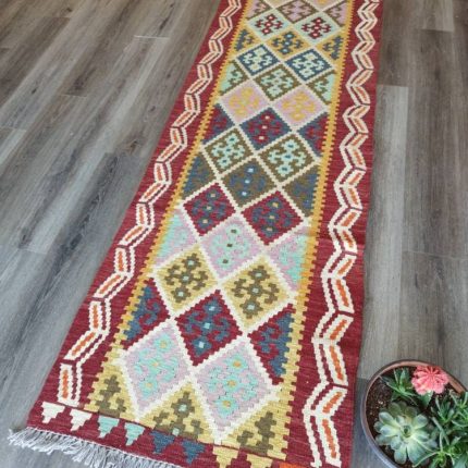 Runner Afghan woolen kilim, Kilimrug, Geometric rug, bedroom rug, Hallway runner, Rug Runner, Colorful runner Kilim, Persian kilim Runner