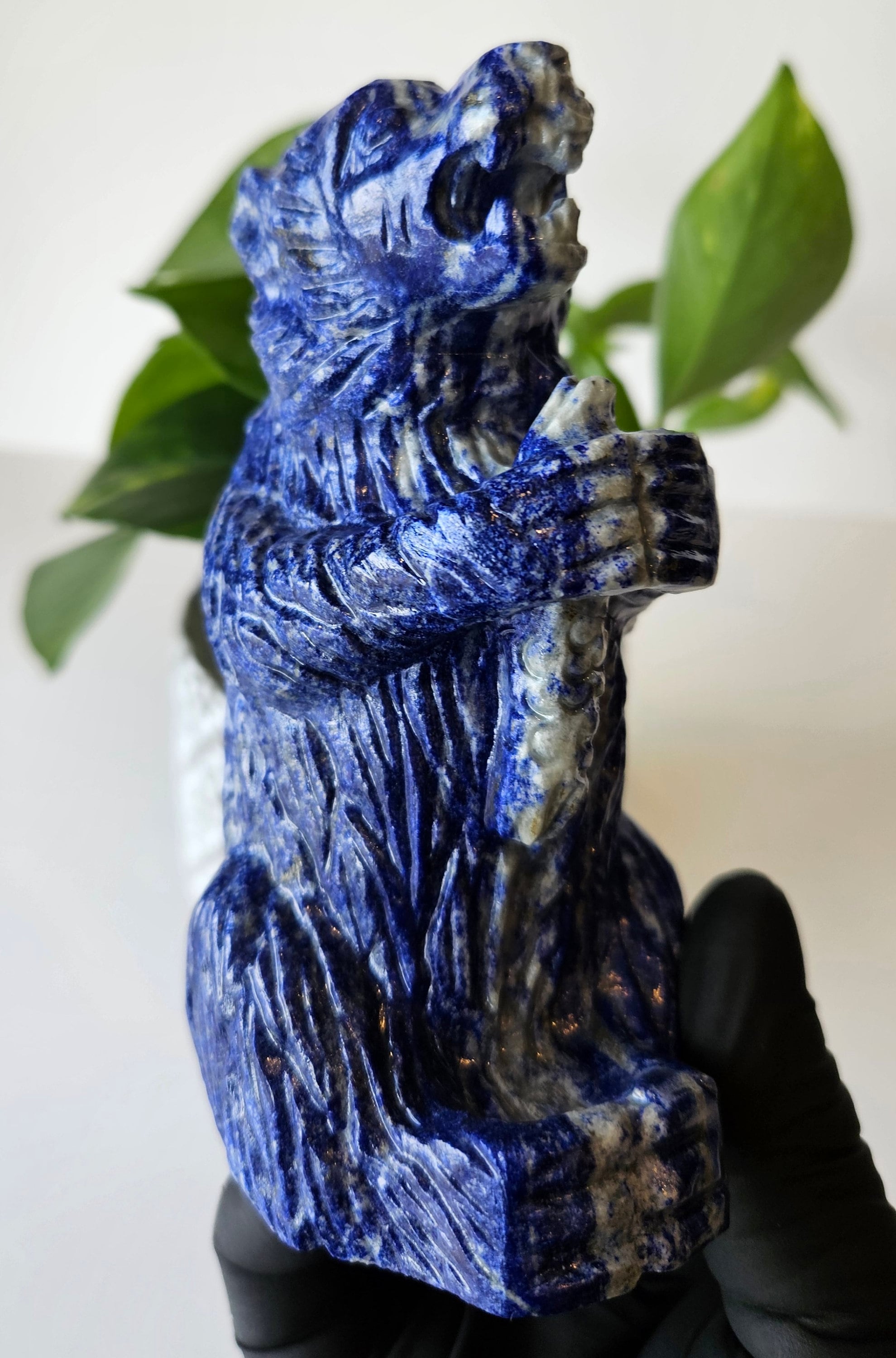 Lapis Bear, Blue Crystal Animal Figurine Carving|Healing Crystal|Lapis Lazuli Animal Lizard Sculpture|Crystal Gift for Women Kids and Men