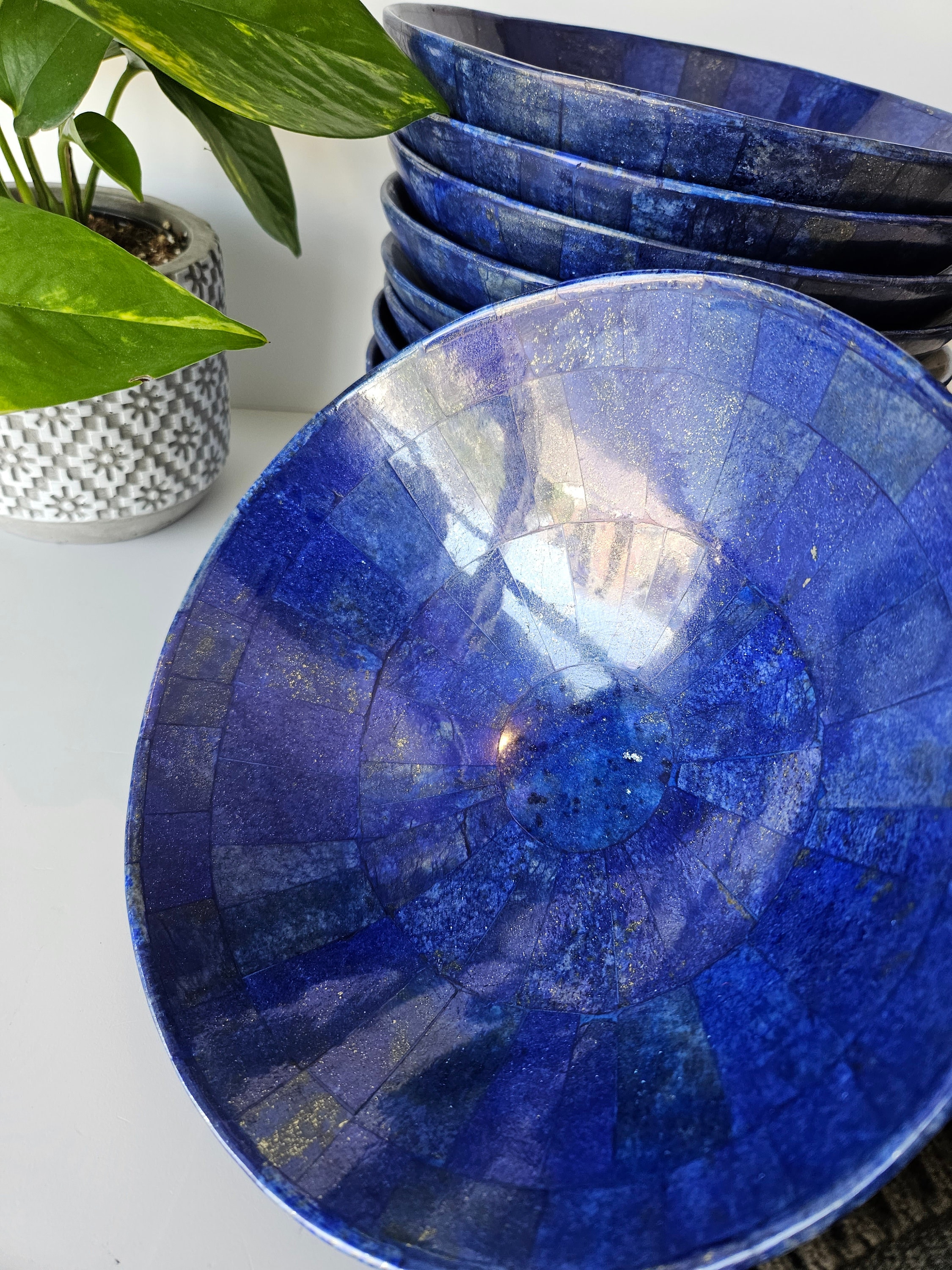 20 Cm Hand Crafted Lapis Lazuli Bowl Ovel Shape Stunning Royal Blue, loose stone, Crystal Towers, success, empath, Protection, Polished