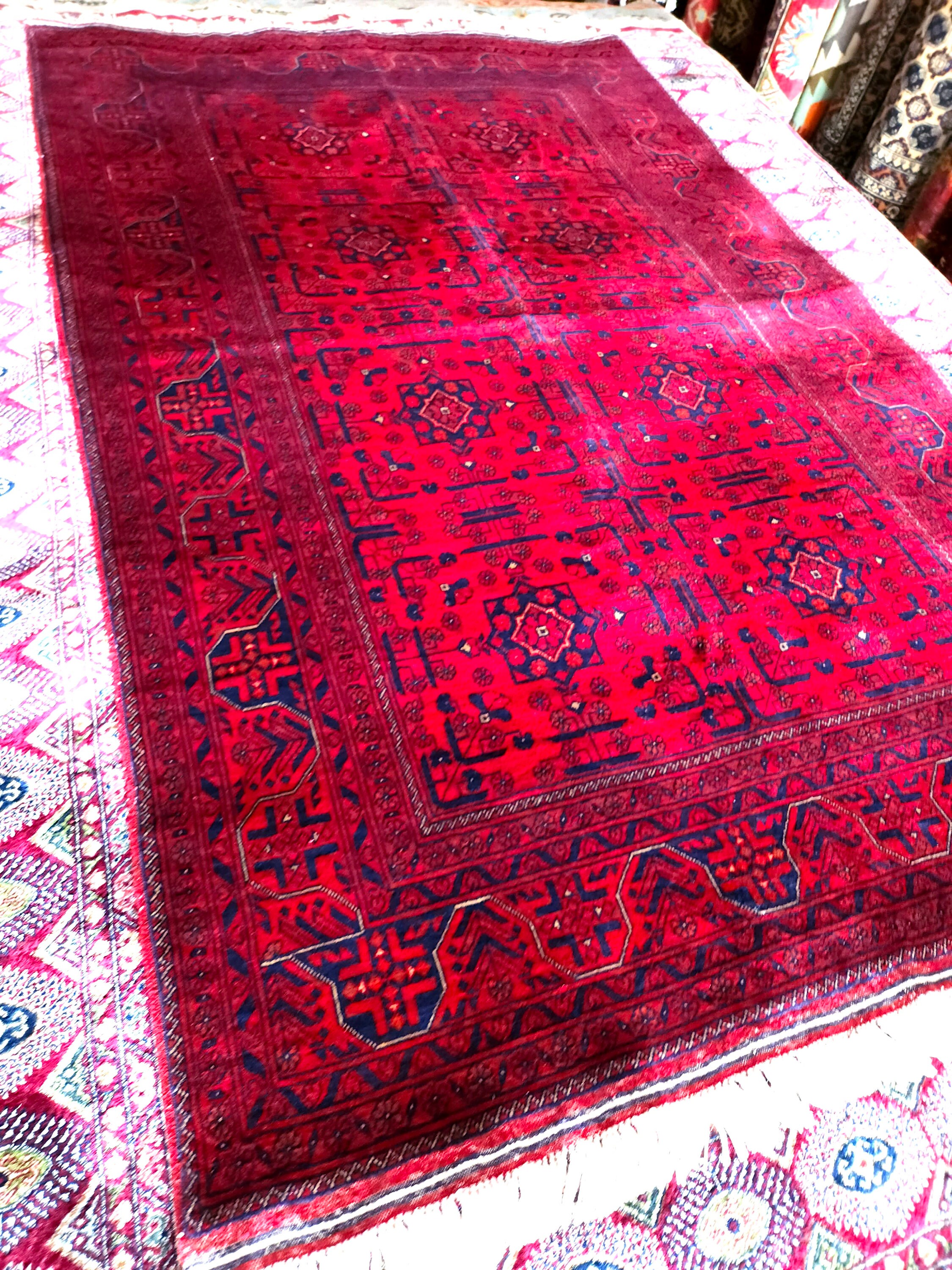 Belgique afghan high quality double knotted handmade rug merino wool rug, turkmen rug, area rug, elegant red rug, home decor, afghan red rug