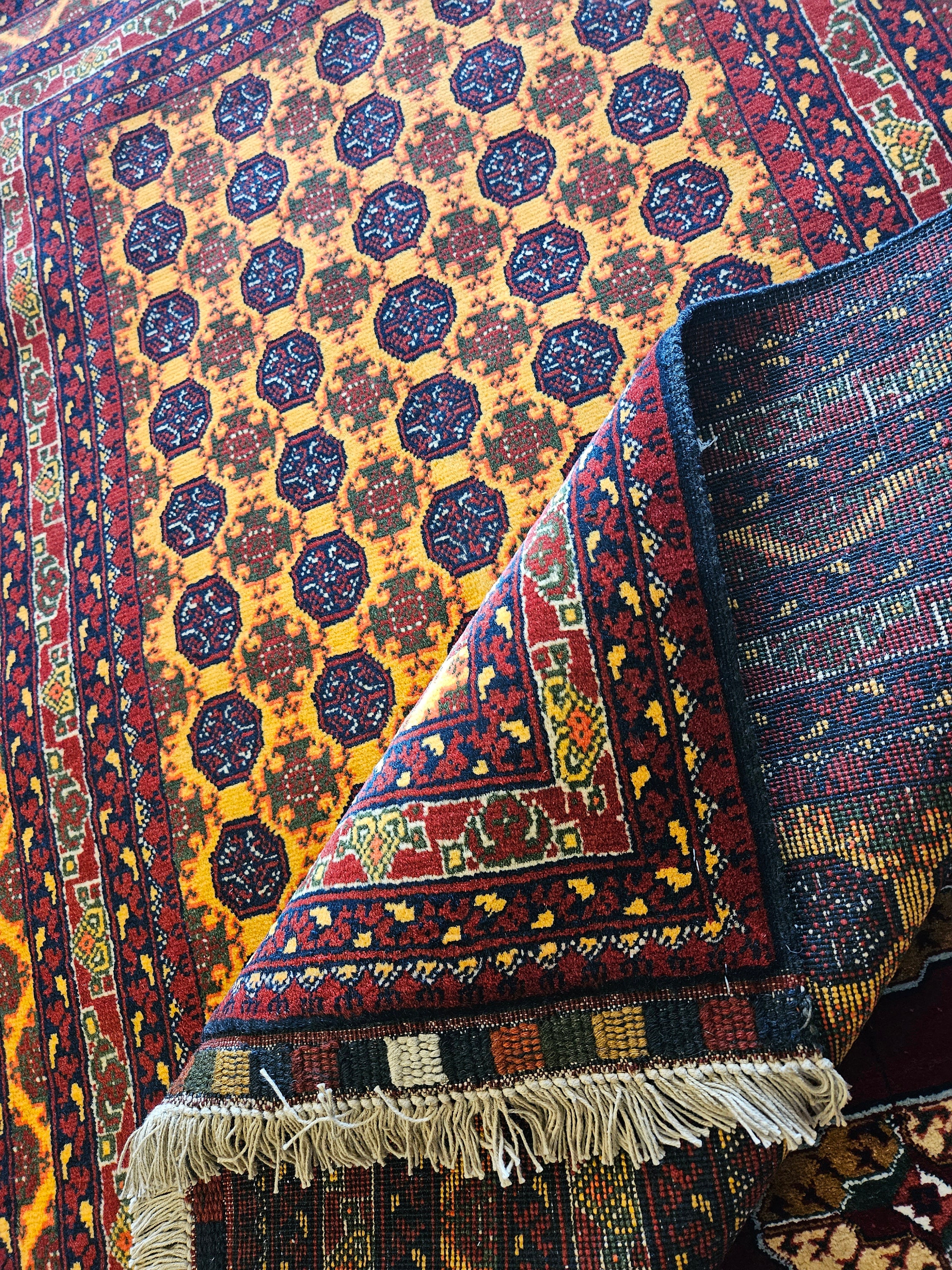3x5 Bokhara Rug, Soft Turkmen Area Rugs Living Room Bedroom Entryway Luxury Kitchen kids room Geometric Handmade rug, Persian rug Afghan rug