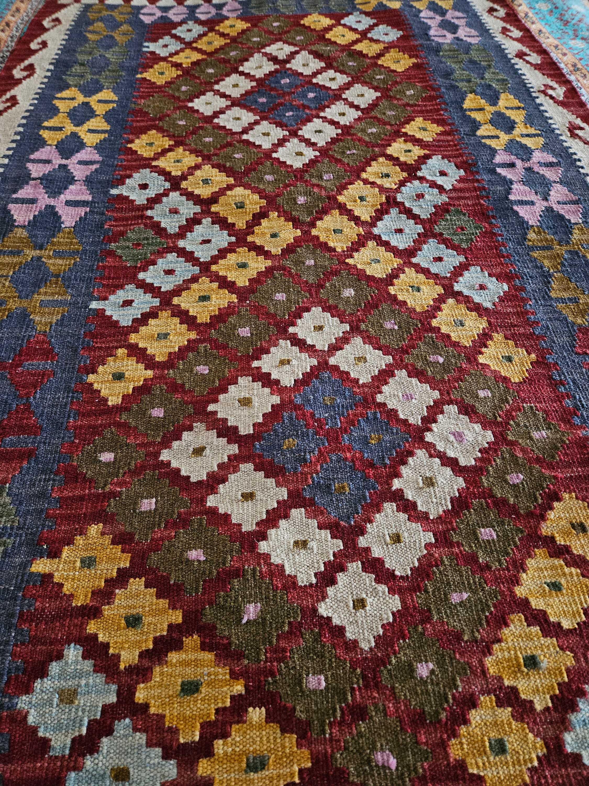 3x5 Kilim rug Afghan Wool Kilim bedroom Carpet