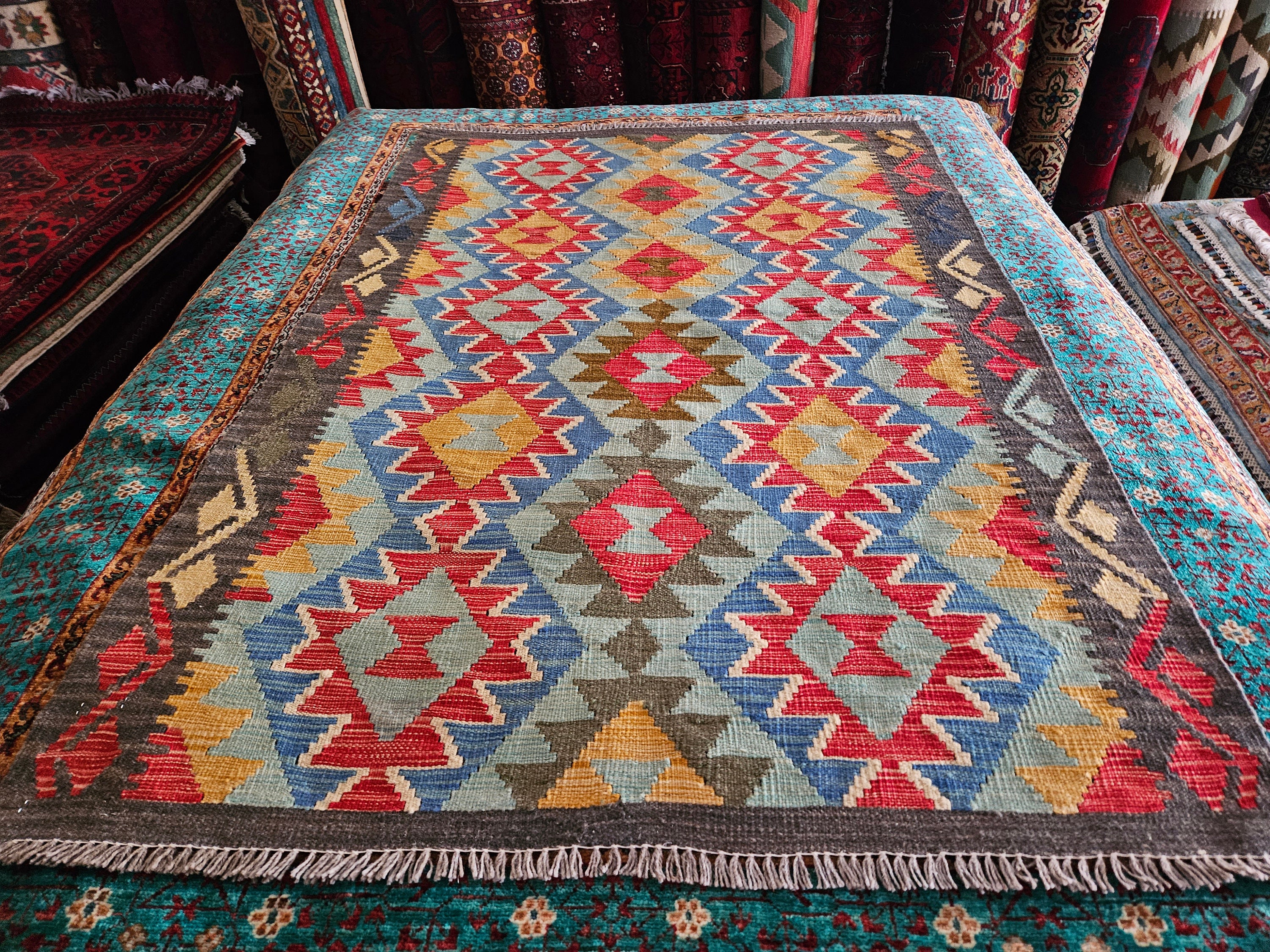 3x5 Kilim rug Afghan Wool Kilim, anniversary