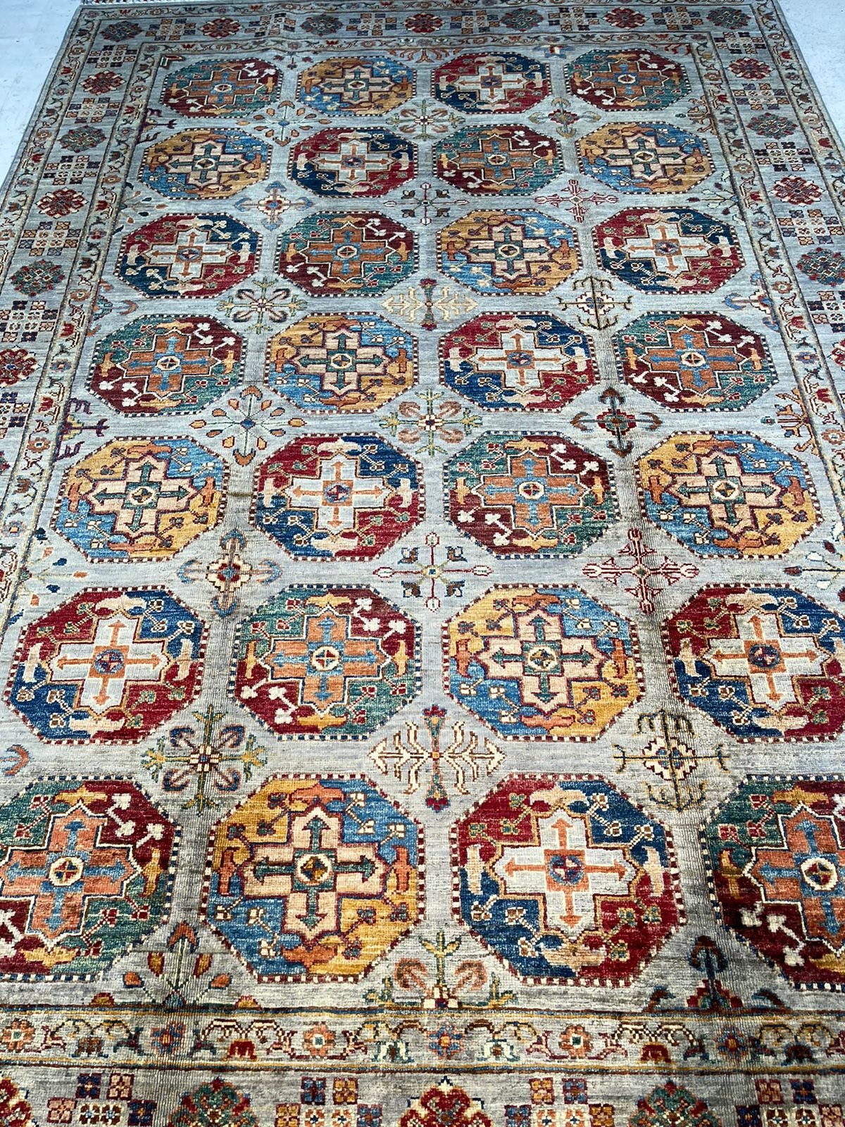 6 x 8 Ft Afghan Ziegler Chibi rug, Well-made Soft Geometric Hand-knotted Rug, Handmade rug, Large rug,Bohemian rug, Wool rug, Red rug