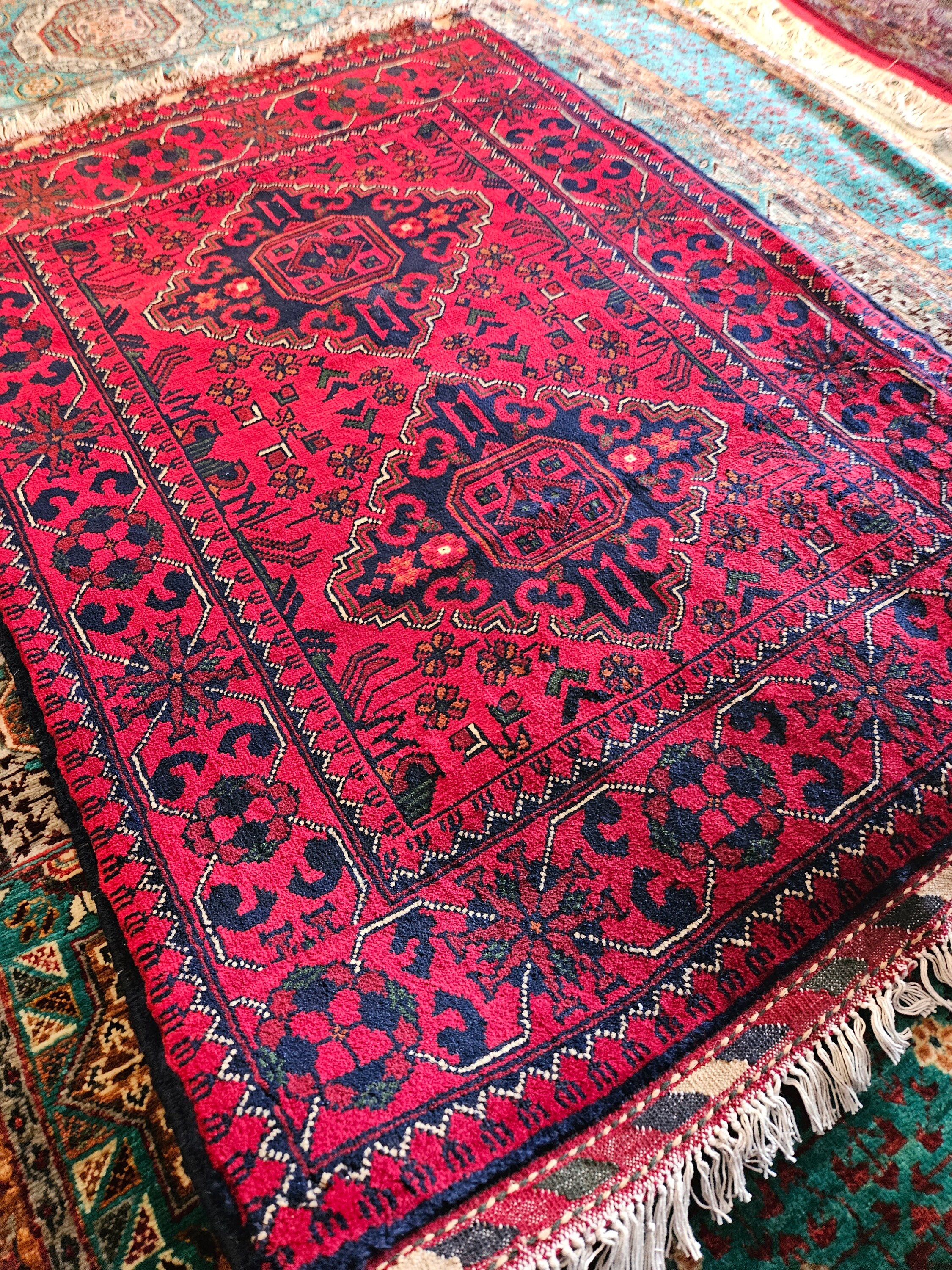 3x4 Small Handmade Afghan Rug, vintage rug, abstract rug, washable, vintage carpet, rustic decor, moss rug, traditional rug, eco-friendly