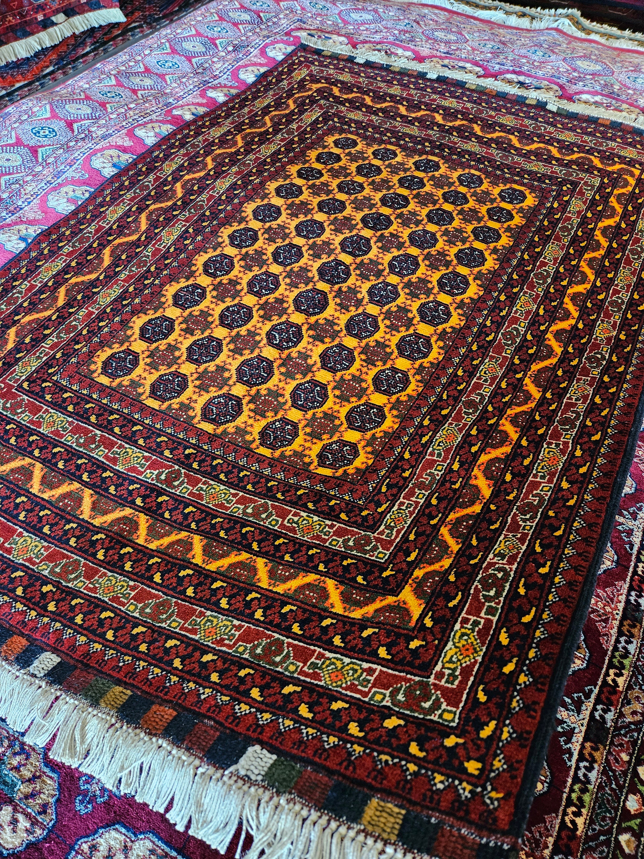 3x5 Bokhara Rug, Soft Turkmen Area Rugs Living Room Bedroom Entryway Luxury Kitchen kids room Geometric Handmade rug, Persian rug Afghan rug