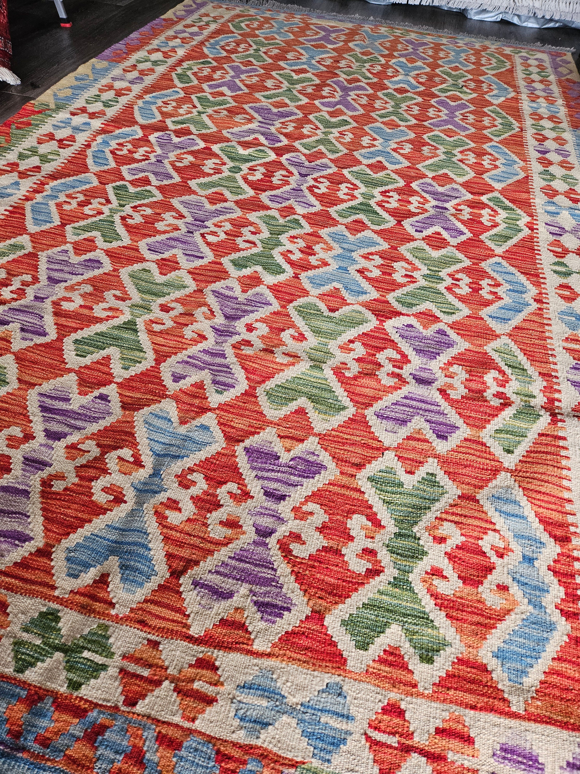 Colorful kilimrug, Afghan handmade kilim 100% Wool