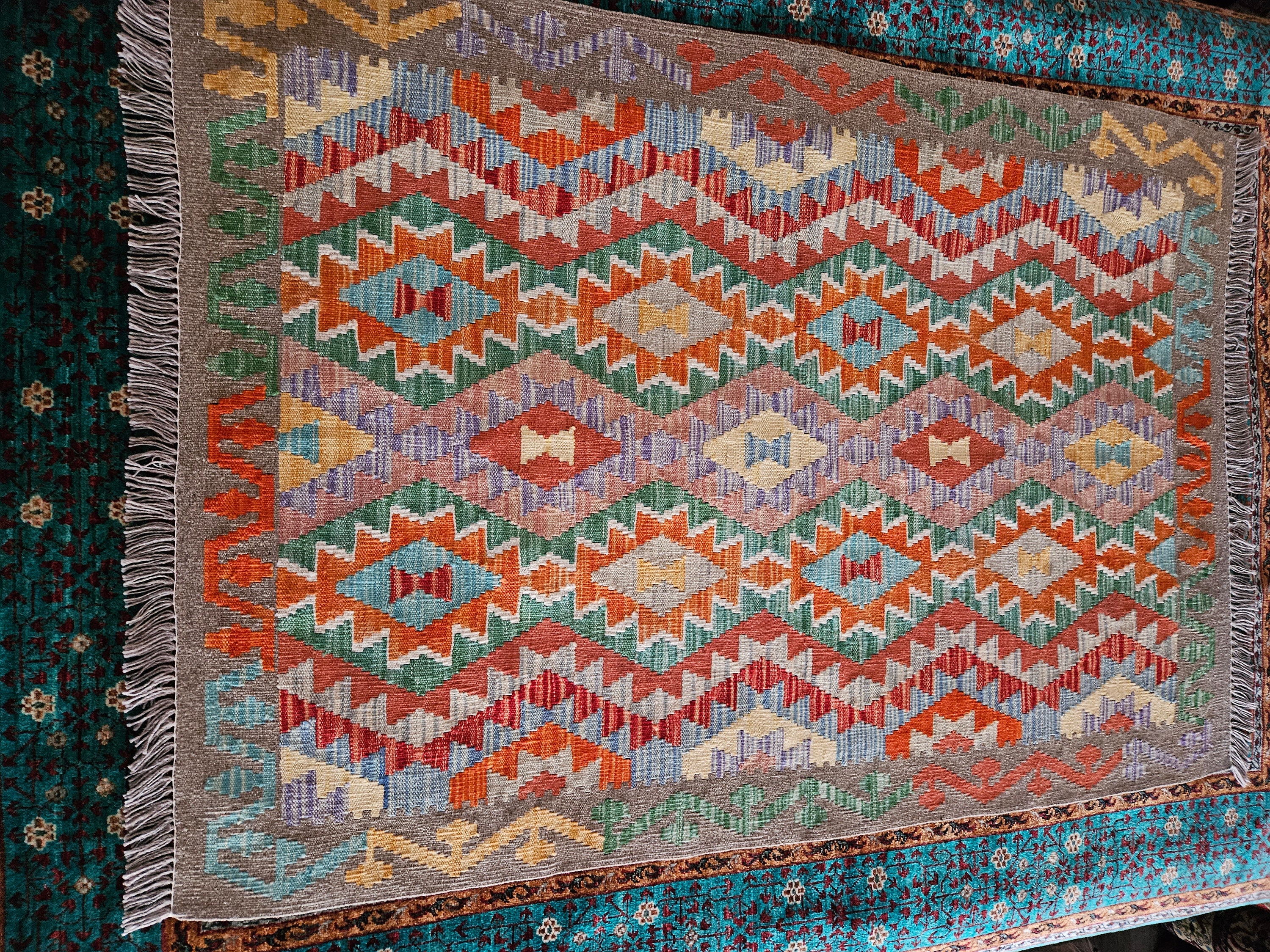 3x5 Kilim rug Afghan Wool Kilim, Runner Carpet