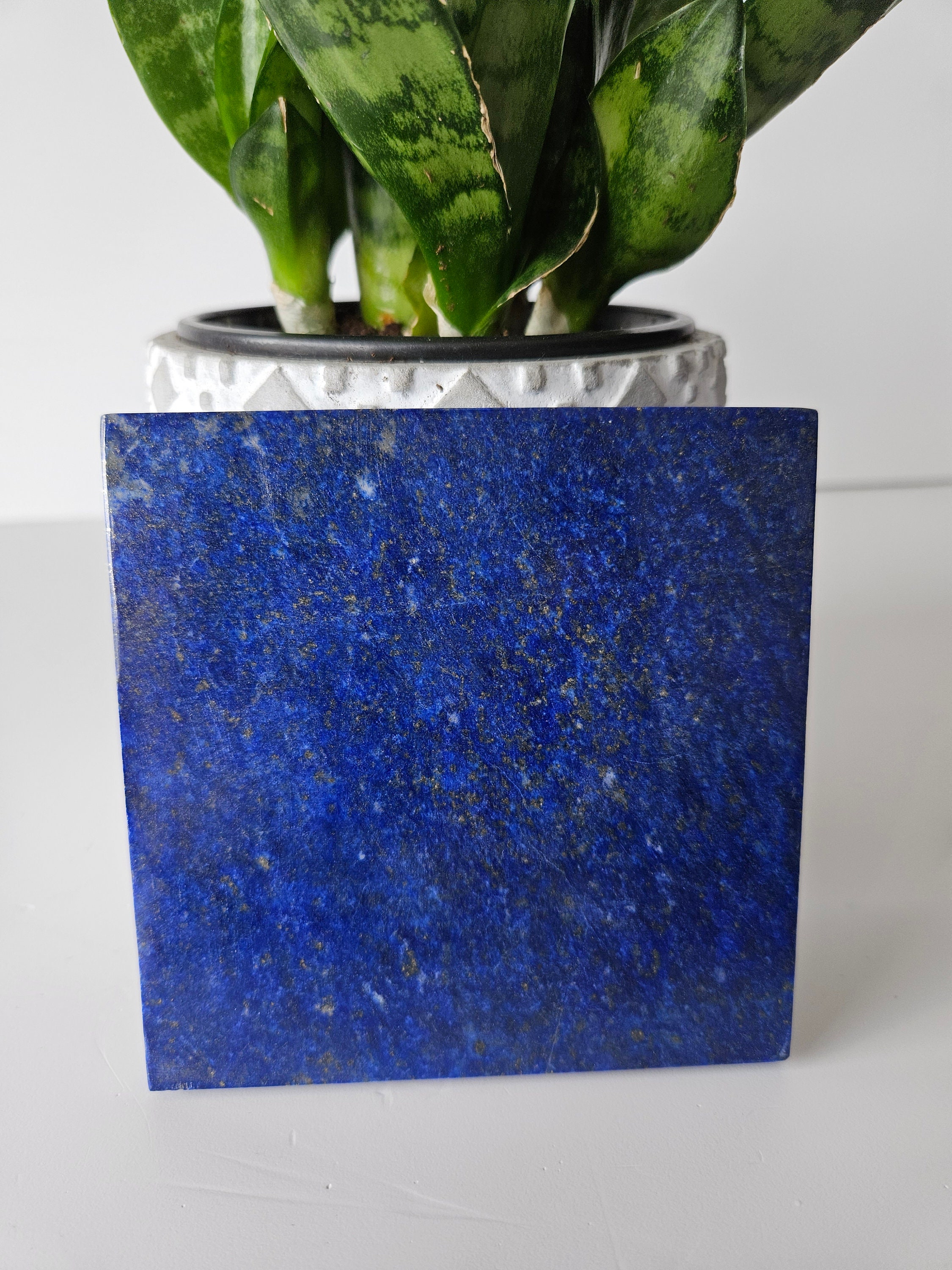 10x10 cm Stone Sided Tile | A+++ Lapis Lazuli, Desk Accessories, Pyrite slab, Femininity, Metaphysical stone, Crystal Gifts, Grounding