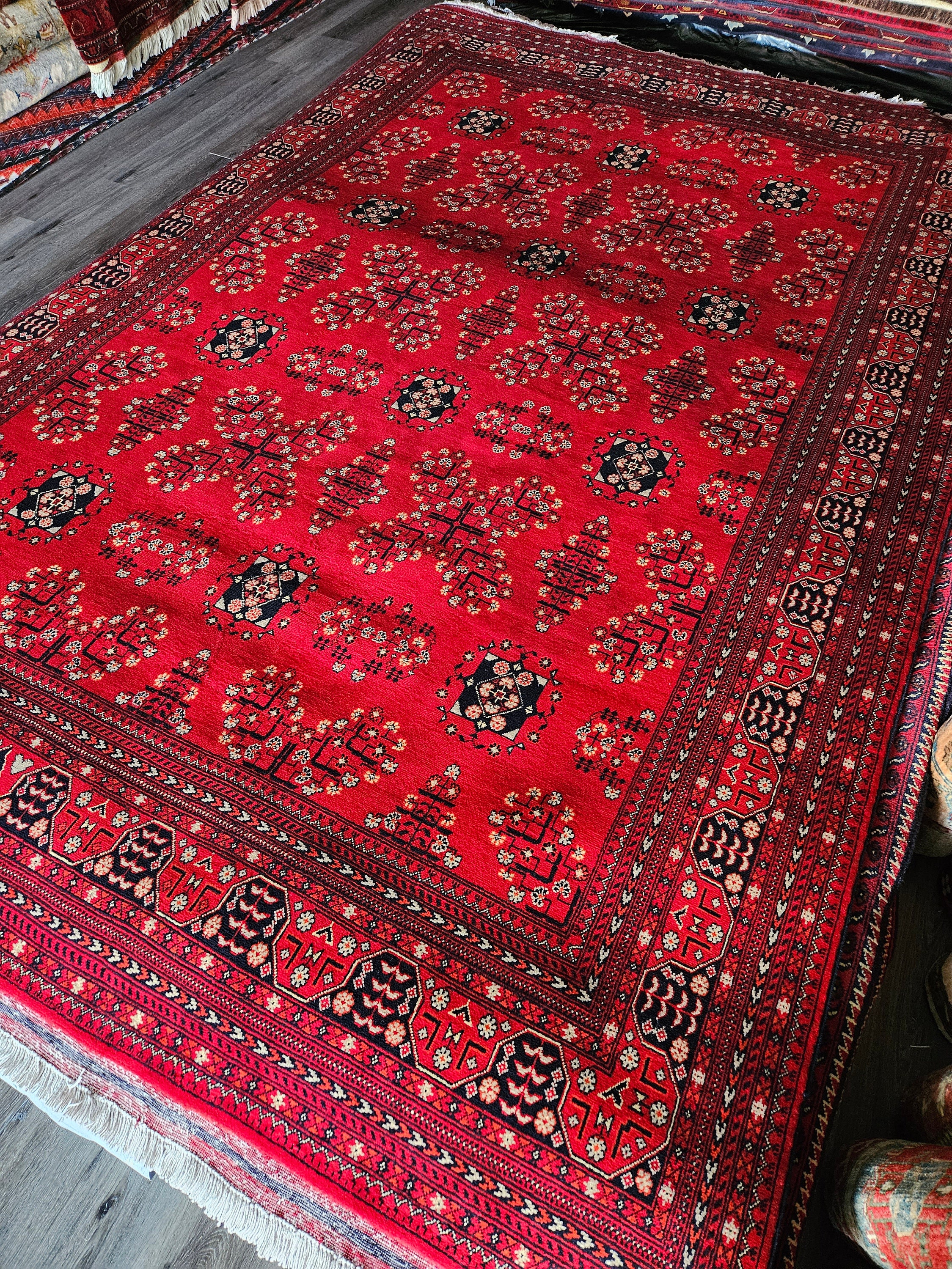 7X10 Khamyab Afghan Rug made with the Silk-like Soft High-quality wool,9x12 Handmade Rug, Afghan Rug, Turkmen Rug, Oriental Rug, Red Rug