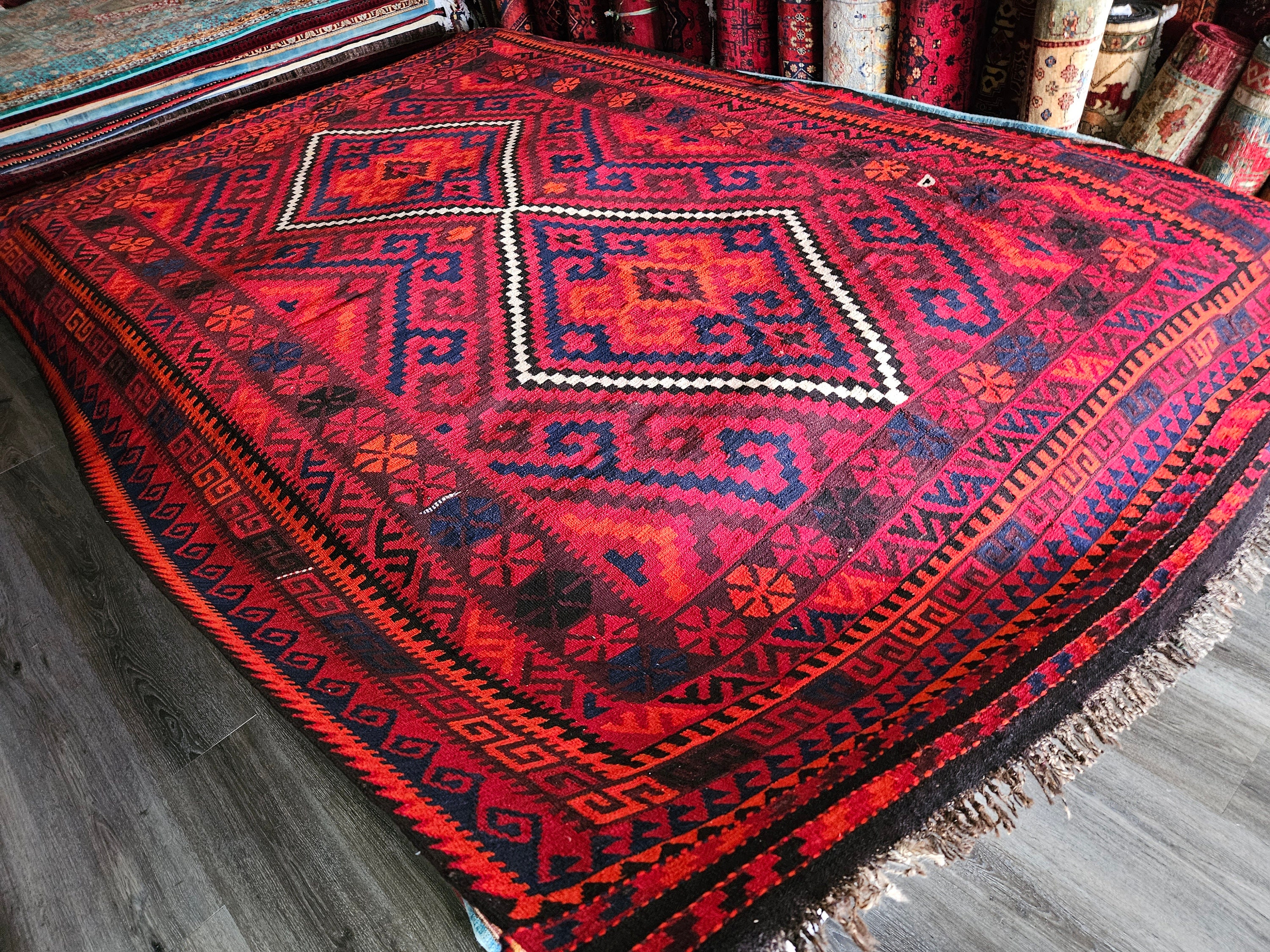 Gift for her, Kilim rug, oriental rug, vintage, Kilim rug, gift for him, Persian red rug, mid century rug, Afghan Kilim rug, handwoven rug