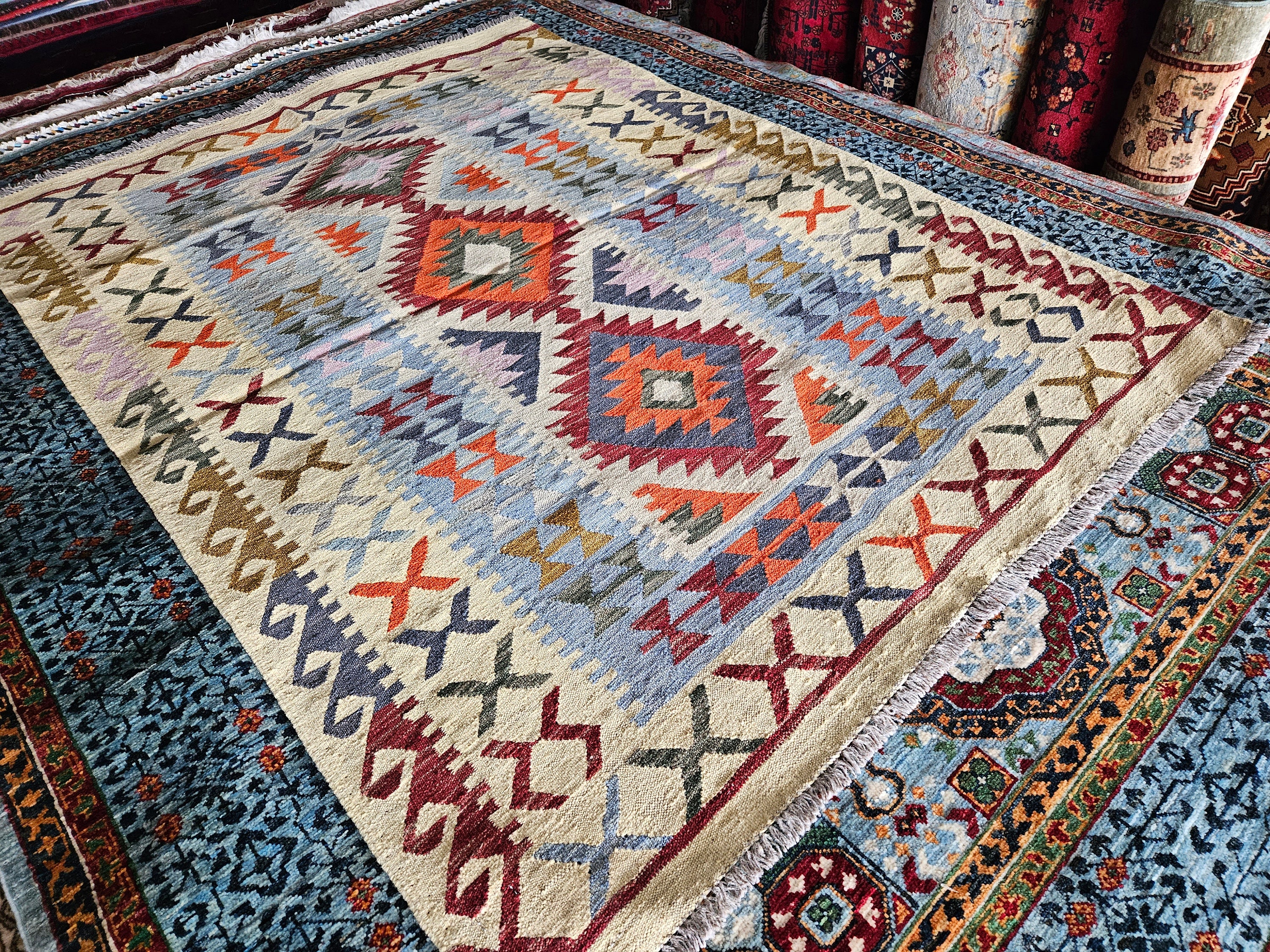4x6 Feet Afghan Handmade Kilim Rug with 100% Wool