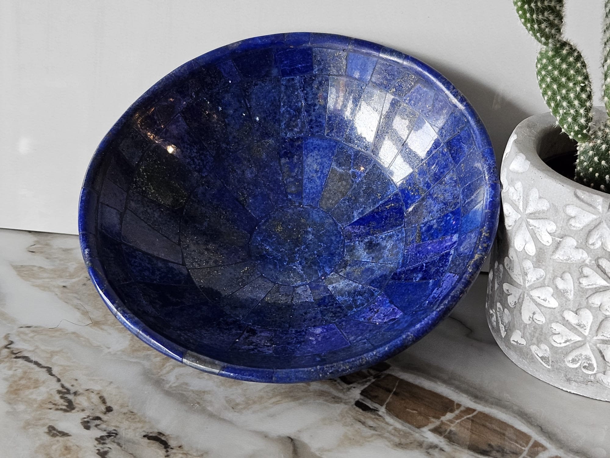 12 Cm Hand Crafted Lapis Lazuli Bowl Ovel Shape Stunning Royal Blue Color Handmade bowl from Badakhshsan Afghanistan
