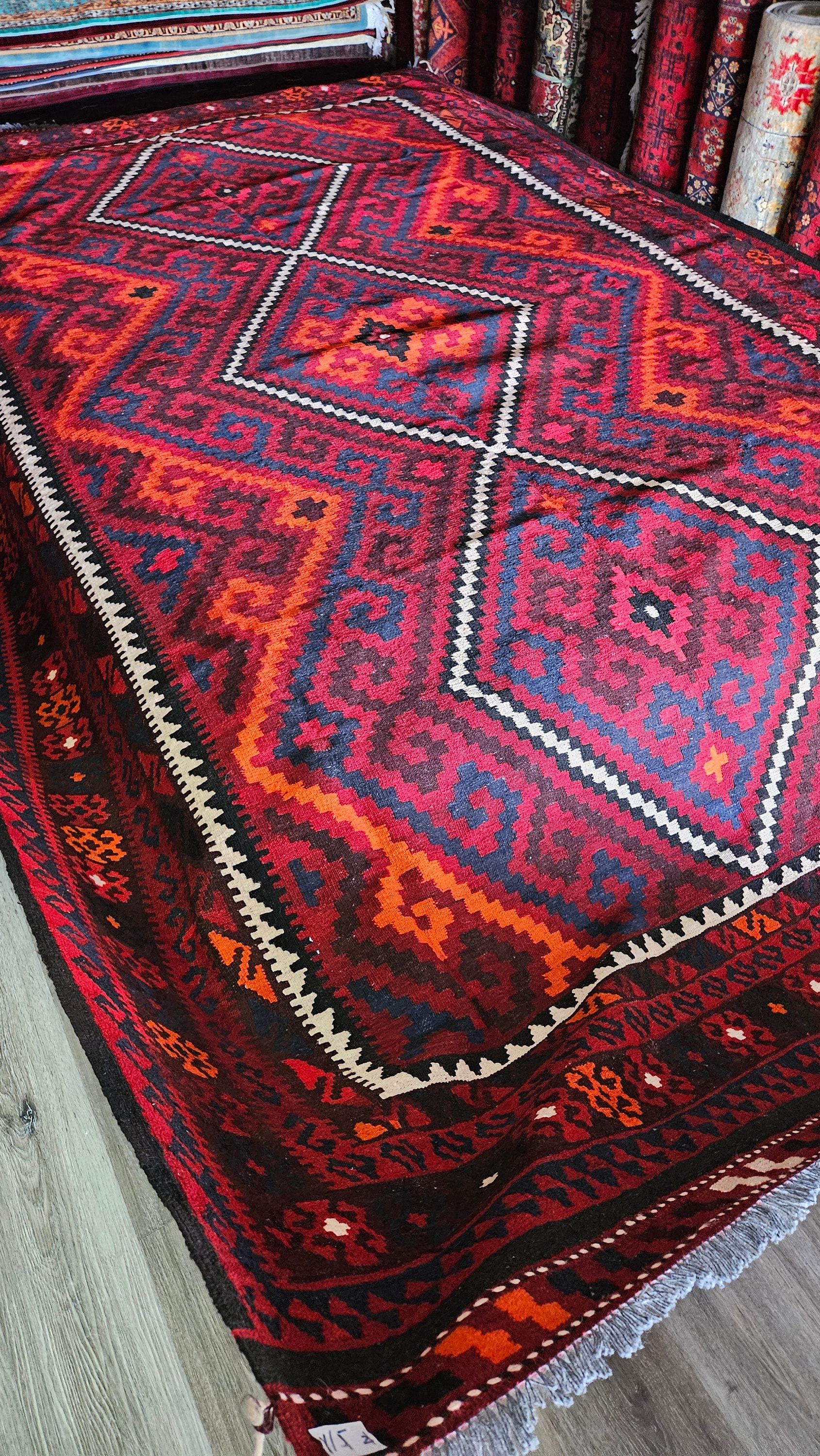 Vintage Afghan woolen kilim rug, Persian Kilim hand-woven Kilim rug, Handmade vintage oriental rug, Natural Handmade Kilim Oriental Rug
