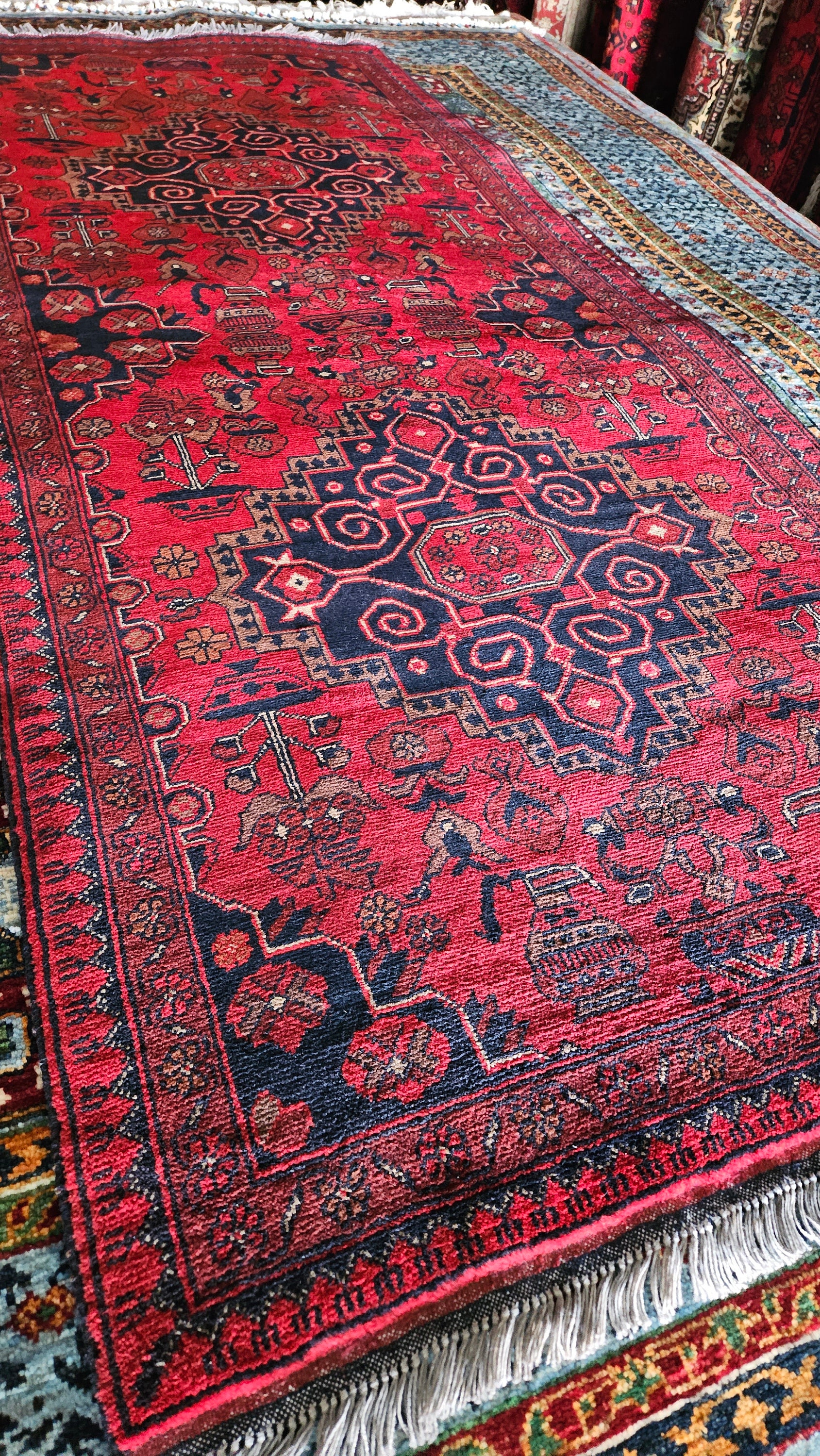 Handmade afghan khamyab brand new red runner area rug, tribal rug, red persian carpet, living room rug, turkish style,