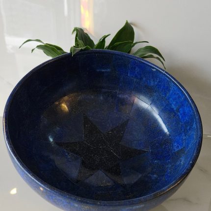 Hand Crafted Lapis Lazuli Bowl Ovel Shape Stunning Royal Blue Color Handmade bowl from Badakhshsan Afghanistan