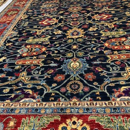 9x12 Feet Very High Quality Chobi Handmade Rug from Afghanistan, Dark Blue Natural Dyes