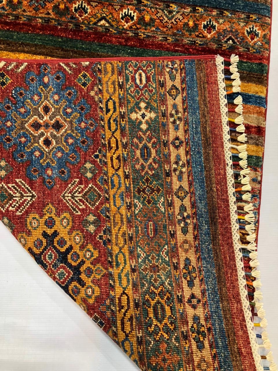 10x3 Runner Feet Top Quality Mamluk Handmade Afghan Rug, Persian Designed from Tribal Ghazni | Living room Carpet, Neon Colored