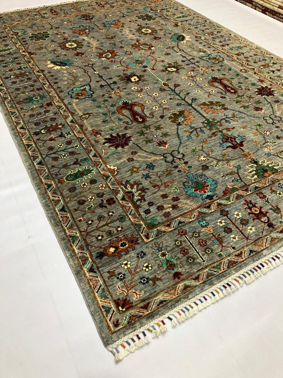 10x7 Feet Top Quality Mamluk Handmade Afghan Rug, Persian Designed from Tribal Ghazni | Living room Carpet, Green Neon Colored