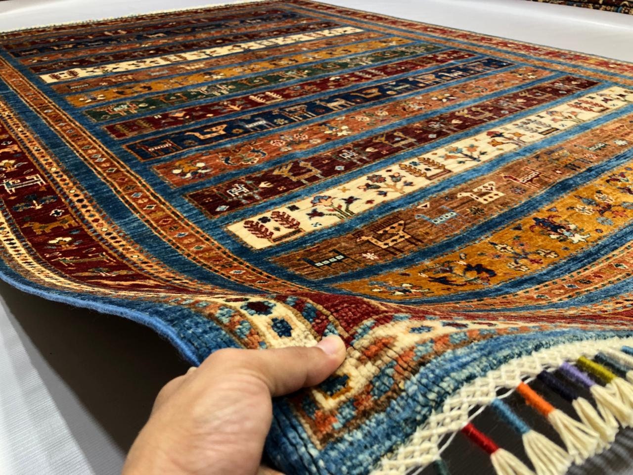 10x7 Feet Top Quality Mamluk Handmade Afghan Rug, Persian Designed from Tribal Ghazni | Living room Carpet, Neon Colored