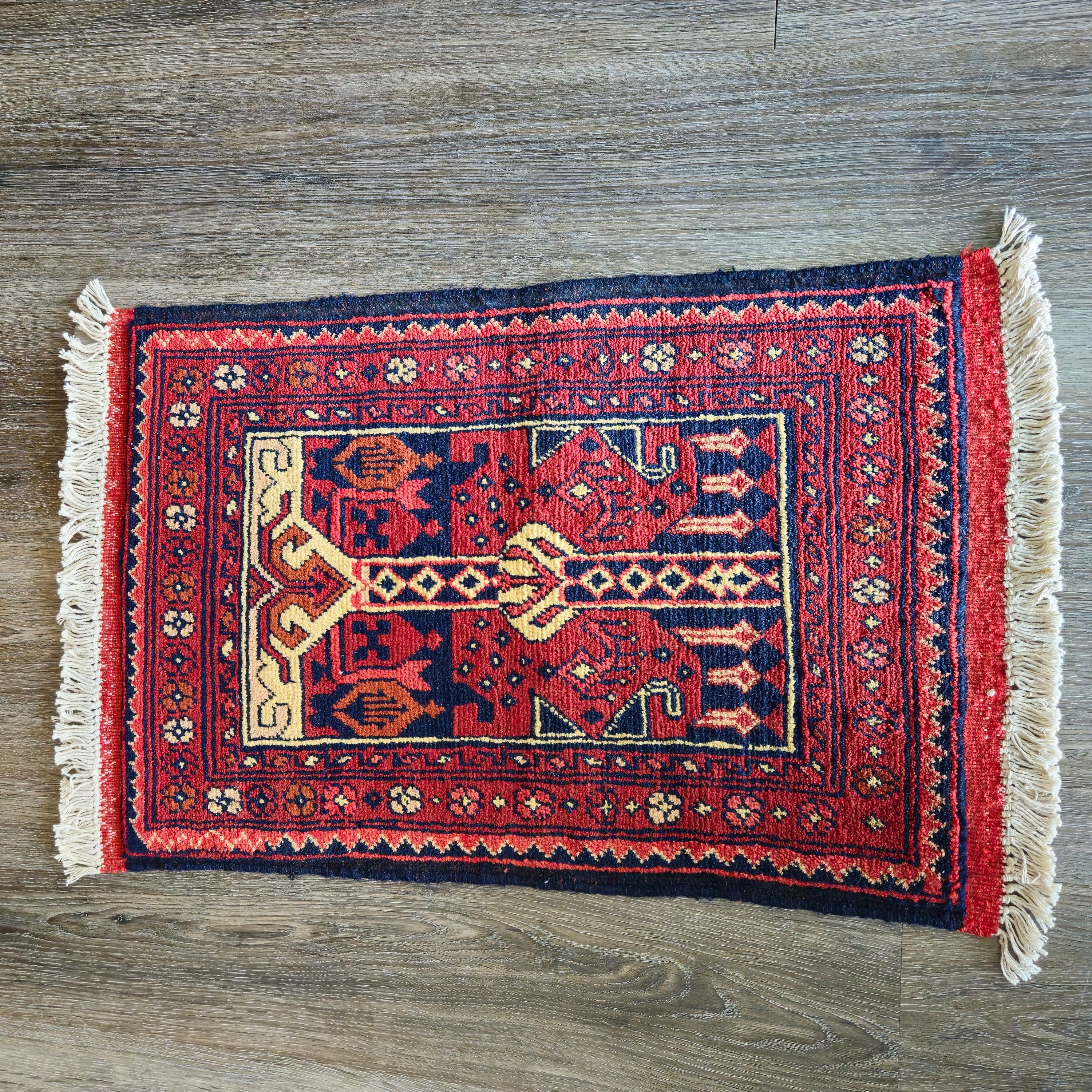 1.2x2.4 Small Afghan Handmade Rug, housewarming gift, Mat rugs, home office, anniversary, bathroom rug, small rug